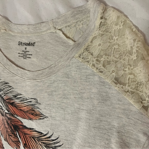 Heather Grey Feather Print Sweatshirt | M | - Picture 3 of 4